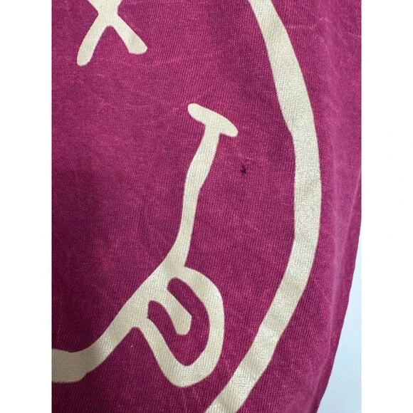 Nirvana Small Smiley Face T-Shirt Red Mineral Wash Cotton Short Sleeve Band NWOT - Picture 4 of 7